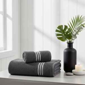 Juego de Toallas de Algodón Gris Oscuro, Toallas de Baño y Toallas de Mano Suaves y Absorbentes, Ropa de Baño de Lujo - Product Image 3