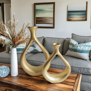 Jarrón de Acero con Acabado Metálico Dorado Cepillado, Moderno y Contemporáneo, para Centros de Mesa de Boda y Flores Decorativas para el Hogar - Product Image 5