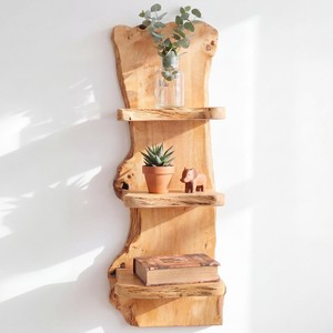 Étagère murale géométrique en bois de manguier |   Décoration en bois naturel artisanal |   Vente en gros - Product Image 4