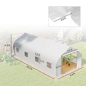 Serra a tunnel ecologica 20FT X 10FT X 7FT con porta avvolgibile, grande serra calda per coltivazione idroponica in giardino, in legno e metallo - Product Image 3