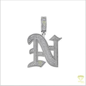 Custom " AN " <b>Letter</b> Pendant Moissanite Diamond Iced Out Hip Hop Necklace Luxury Bling Jewelry Gift - Product Image 2
