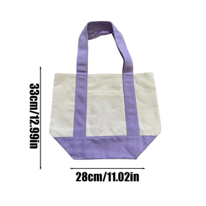 Canvas Tote <b>Bags</b> Water Resistant England Style Solid Color Shoulder Strap All Seasons Daily Use Medium Size <b>White</b> Polyester - Product Image 5
