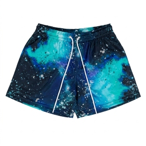Elastic Waist Knitted Canvas <b>100</b>% <b>Polyester</b> Eco-Friendly Digital Print Sporty Sports and Leisure Shorts - Product Image 3