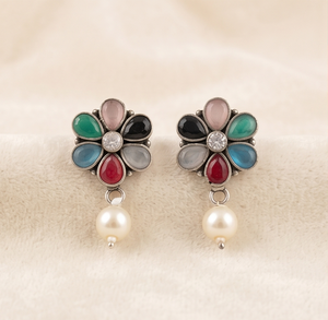 DIVYORO Clous d'oreilles multicolores à fleurs et perles - Product Image 1