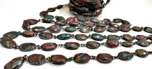 Chaîne de pierres précieuses en quartz Fordite, forme libre, briolette, 10 à 15 mm, connecteur à sertir, vendue au mètre, excellente qualité - Product Image 2