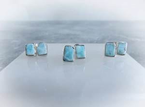 Boucles d'oreilles en larimar, argent sterling, pierres précieuses, bijoux en larimar naturel, bijoux faits à la main, fournisseur en gros de bijoux fins - Product Image 3