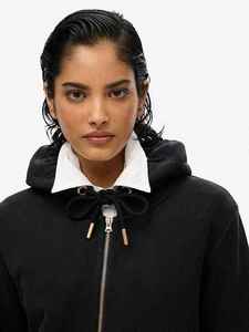 Sweat-shirt à capuche noir pour femme, coupe classique, en coton tricoté, couleur unie, avec fermeture éclair et poches, vêtement décontracté pour l'automne - Product Image 4