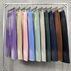 <b>Men</b> Fleece Sweatpants <b>Elastic</b> Waist Drawstring Casual Pants Gradient Color Side Pockets Autumn Midweight Knitted <b>Trousers</b> - Product Image 4