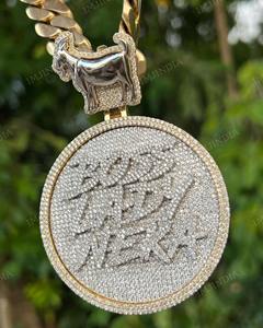 Pendentif Cercle Personnalisé Moissanite en Argent Sterling 925, Sertissage Griffe, Plaqué Rhodium, Luxe, avec Anneau de Suspension en Argent - Product Image 4