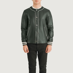 Veste universitaire personnalisée de qualité supérieure pour hommes, corps en laine, manches en cuir, style streetwear universitaire, veste avec logo brodé - Product Image 1