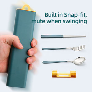 Nouvel arrivage : Ensemble de couverts de voyage réutilisables (cuillère et fourchette) pour le camping, la randonnée et les repas en plein air - Product Image 3