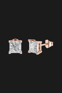 Boucles d'oreilles clous de luxe en moissanite taille princesse, solitaire à quatre griffes, en argent 925, bijoux fins, cadeau brillant pour femmes et hommes - Product Image 3