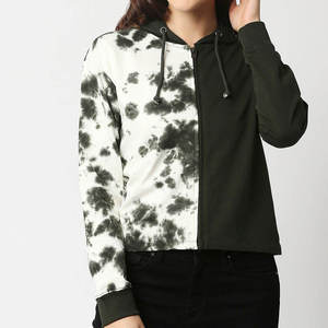 Sudadera con Capucha para Mujer, de Forro Polar, Impermeable, Cortavientos, Transpirable, Mezcla de Poliéster/Algodón, Color Tie Dye Asimétrico - Product Image 4