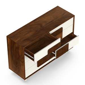 ตู้เก็บของแบบตั้งพื้น Mayrone Modern สีน้ำตาลเมเปิลและสีฟรอสตี้ ตู้ลิ้นชักขนาดใหญ่ สไตล์ไม้แผ่น - Product Image 1