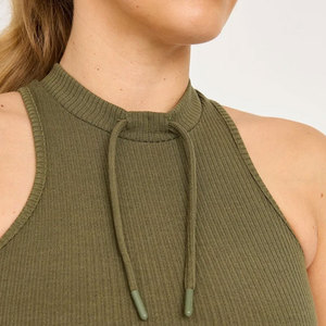 New Four Way Stretch <b>Women</b> Crop <b>Tank</b> <b>Top</b> Vest Slim Fit Gym Clothes Sportswear Summer Ribbed Material Drawstring Design - Product Image 4
