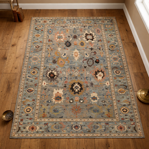 Tapis en laine de style persan noué à la main, design floral turc traditionnel, tapis tissé fait main pour salon et chambre à coucher - Product Image 2