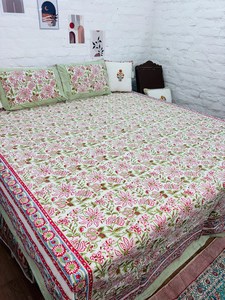 Hand Block Print Cotton Bedsheet Ethnic l Indian <b>Bedding</b> for Home Decor wholesale. - Product Image 2