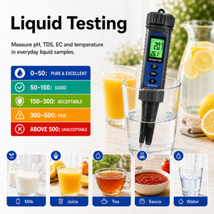 เครื่องวัดค่า pH อาหารดิจิตอล 4-in-1 แบบหัววัดแหลม วัดค่า pH EC TDS อุณหภูมิ พร้อมหัววัดเปลี่ยนได้ สำหรับเนื้อสัตว์ ชีส ขนมปัง แป้งดินเหนียว และดิน - Product Image 4