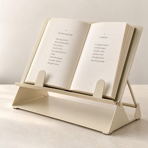 Support de livre en métal pliable, support de lecture en fer, support de livre de cuisine crème, support de tablette pour bureau et cuisine - Product Image 1