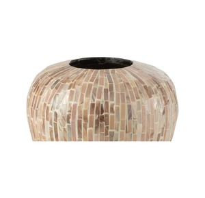 Jarrón Redondo Hecho a Mano con Mosaico de Madreperla, Diseño Costero para Exhibición Floral en Mesa - Product Image 2