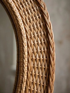 Stylish Rattan <b>Frame</b> Mirror Perfect For Bathroom Vanity And Dressing Area Enhances Warm Interior Styling Handwoven From India - Product Image 3