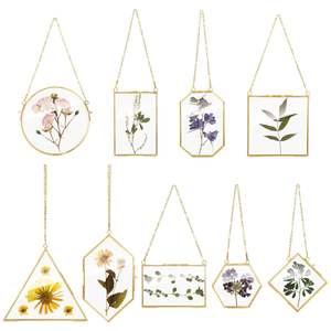 Cadre photo suspendu en laiton de style nordique vintage, double face, avec verre transparent, pour plantes pressées DIY, cadre d'art mural pour galerie - Product Image 1