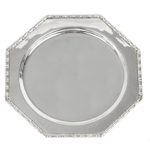 Assiette de service ronde en acier inoxydable martelé argenté, idéale pour les banquets, vente en gros, sous-assiettes de dîner - Product Image 2