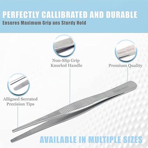 Precision Blunt Serrated Tips Stainless Steel Thumb Forceps Tweezers Comfortable Ridged Handle Surgical Instruments - Product Image 4