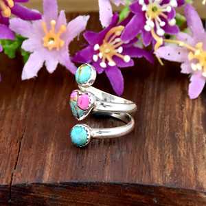 925 Sterling Silver Blue Mohave Cotton Candy <b>Turquoise</b> Heart Shape Gemstone <b>Ring</b> Handmade <b>Ring</b> for Women Fine Jewelry Gift - Product Image 5