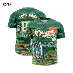 Corex Full Print <b>Baseball</b> Jersey Unisex Summer Breathable Anti-Bacterial Heat Transfer Printed Polyester Short Sleeve Sport - Product Image 6