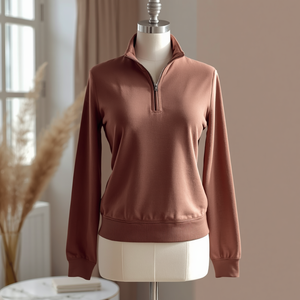 Sudadera con capucha para mujer, de felpa larga, con lavado ácido, bordado 3D, ajustada, con cremallera, estilo deportivo informal, con personalización OEM/ODM - Product Image 1