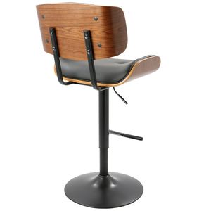 Tabouret de bar réglable Lombardi Mid Century Modern en noyer avec simili cuir noir par - Product Image 4
