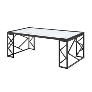 Set di Tavolini da Caffè e Tavolini Laterali Occasionali in 3 Pezzi con Piano in Vetro Temperato e Struttura in Metallo Nero per Soggiorno - Product Image 3