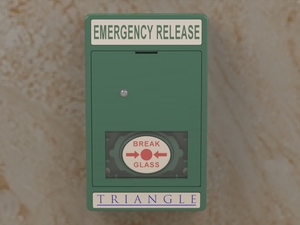 ชุดกระจกฉุกเฉินสำหรับระบบควบคุมการเข้าออก สถานีปลดล็อคที่ปลอดภัยและเชื่อถือได้ ติดตั้งง่าย วัสดุ UL94 RM รูปทรงสามเหลี่ยม - Product Image 6
