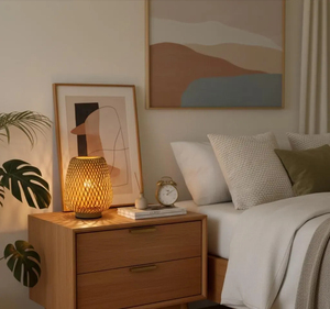 Wabi Sabi <b>Bamboo</b> <b>Table</b> Lamp Japanese Style Bedside Lamp Handmade Woven Zen Bedroom Night Light Minimalist Home Decor Lighting - Product Image 3
