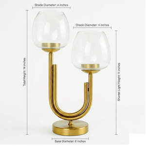 Modern Gold & Glass U-Shape <b>Candle</b> Holder Durable Stylish Finish Elegant Dual-Light Design For Premium Home Decor And Events - Product Image 3