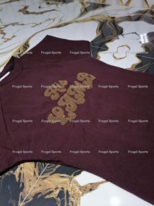 Maillot de bain une pièce à manches courtes pour femmes, couleur marron, imprimé lettres scintillantes, couleur unie, à enfiler - Product Image 2