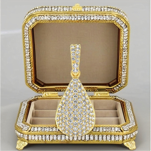 Trendy Women's Fashion Jewelry 10K <b>Solid</b> Gold Yellow Gold Plated Round Brilliant Cut Natural Stone Custom Fine Pendant <b>Necklaces</b> - Product Image 6