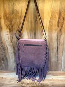 Bolso bandolera de cuero genuino hecho a mano con flecos |   Bolso de Hombro Estilo Western con Diseño Floral Rosa, Hecho a Mano, para Mujer - Product Image 5