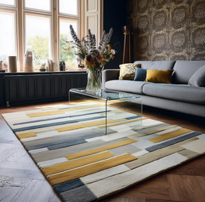 Tapis moderne personnalisable en laine/soie, noué à la main, antidérapant, adapté aux animaux domestiques, abstrait, pour exercices, prière, salon, bar, différentes tailles - Product Image 2