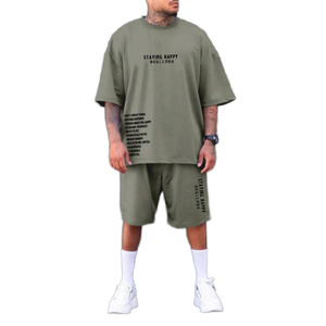 Conjunto de camiseta y pantalones cortos extragrandes para hombre, ropa de calle con estampado gráfico, conjunto de verano informal de dos piezas, ropa cómoda para estar en casa - Product Image 1
