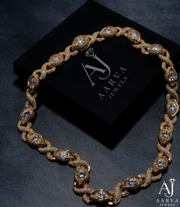 Collar de Moissanita Chapado en Oro, Estilo Hip Hop, Cadena de Eslabones Ovalados con Incrustaciones de Diamantes de Imitación, Joyería de Lujo Moderna para Mujer - Product Image 2