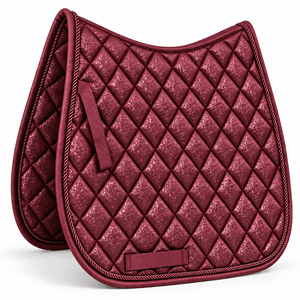 Tapis de selle de dressage bordeaux matelassé avec rembourrage en polyester, coque synthétique, style saut d'obstacles, protection pour cheval, sangle de ventre incluse - Product Image 2