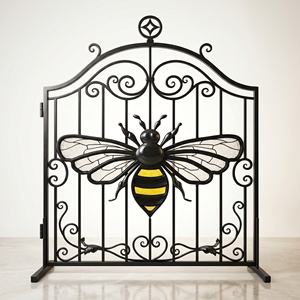 Portail de jardin en fer forgé KHP, design en forme d'abeille, résistant à la rouille, portail extérieur, mécanisme d'ouverture manuel, surface finie. - Product Image 1