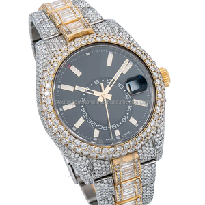 Big Face Full Custom Luxury <b>Black</b> Dial Round and Baguette Diamond VVS Moissanite Mechanical Automatic <b>Watches</b> Unisex for <b>Men</b> - Product Image 1