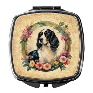 Women Girls' Compact English Springer Spaniel Flowers Folding Handheld <b>Makeup</b> <b>Mirror</b> Pocket Decorative Travel <b>Makeup</b> <b>Mirror</b> - Product Image 1