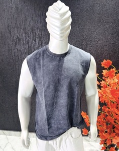 Camiseta sin mangas para hombre, chaleco de gimnasio, azul, algodón lavado, para fitness, entrenamiento, camiseta muscular, ropa deportiva, fabricante OEM - Product Image 4