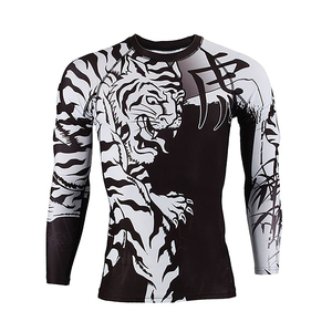 Maillot de compression imprimé par sublimation numérique personnalisé pour homme, motif léopard, en Spandex/Nylon écologique, protection solaire - Product Image 6