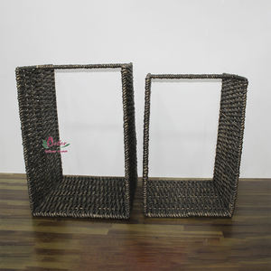 Panier de rangement artisanal en jacinthe d'eau tressée, artisanat naturel fait main de l'usine Artex Dong Thap SD4401A-2BR05 - Product Image 5