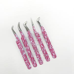 Pince à cils à pointe argentée pour revêtement en papier Dollars Pince à épiler solide Pince à épiler en acier inoxydable de haute qualité Étiquette personnalisée acceptée - Product Image 1